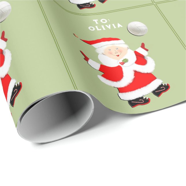 Papier Cadeau Filles Volleyball cadeau de Noël (Coin rond)