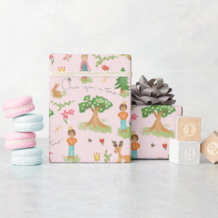 Papier Cadeau Filles Whimsical et fille rose princesse Anniversa