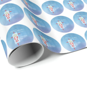 Papier Cadeau Filleule, Première Communion, Turquoise