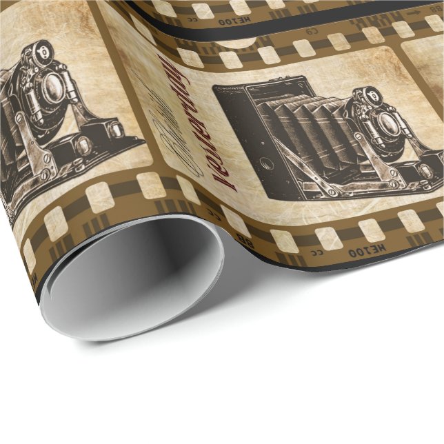 Papier Cadeau Film photographique vintage (Coin rond)