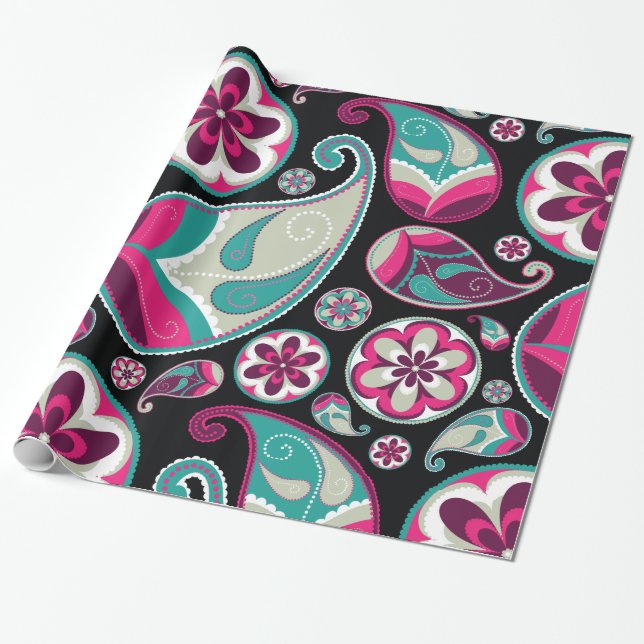 Papier Cadeau Fine Cool Abstraite Cute Girly Retro Mode (Déroulé)