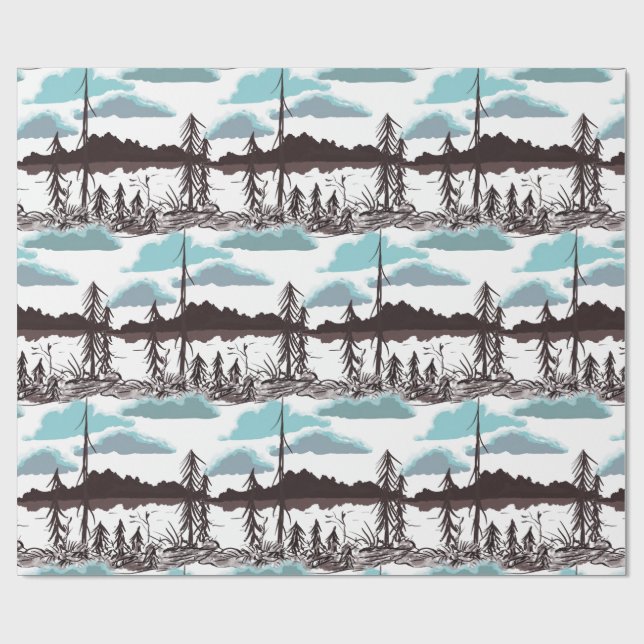 Papier Cadeau Finlande Automne Lac Daylight (Plat)