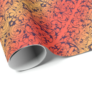 Papier Cadeau Fiore rouge, ambre et noir