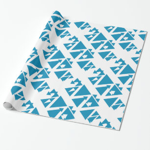 Papier Cadeau Fir d'hiver Triangles Géométrique bleu Cadeau