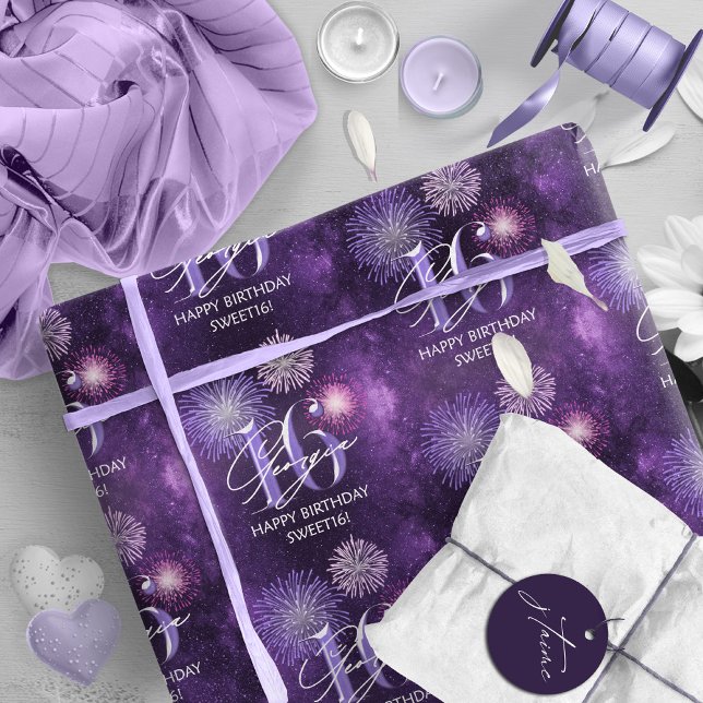 Papier Cadeau Fireworks Sweet 16 Purple ID984 (Créateur téléchargé)