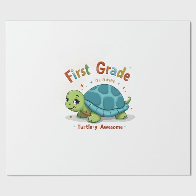 Papier Cadeau First Grade Turtle-y Awesome 1st Grade Back to Sch (Plat)
