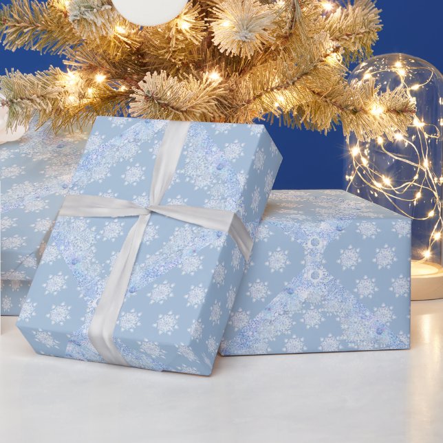 Papier Cadeau Flacon de neige bleu glace (Vacances)