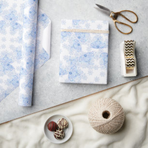 Papier Cadeau Flacon de neige bleu glace
