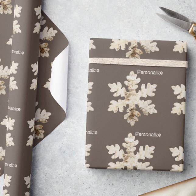 Papier Cadeau Flacon de neige de Birchwood d'hiver rustique brun (Créateur téléchargé)