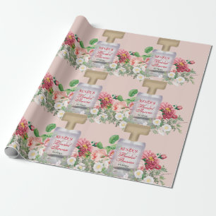 Papier Cadeau Flacon de parfum rose blush Floral Fête de mariage