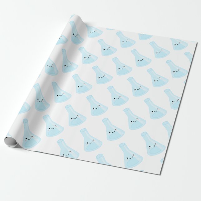 Papier Cadeau Flacon mignon de chimie de Kawaii (Déroulé)