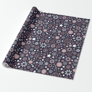 Papier Cadeau Flacons de neige métalliques luxueux en or rose d