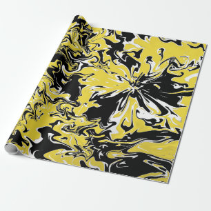 Papier Cadeau Flacons de noir, blanc et jaune