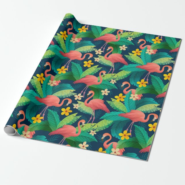 Papier Cadeau Flamant rose (Déroulé)