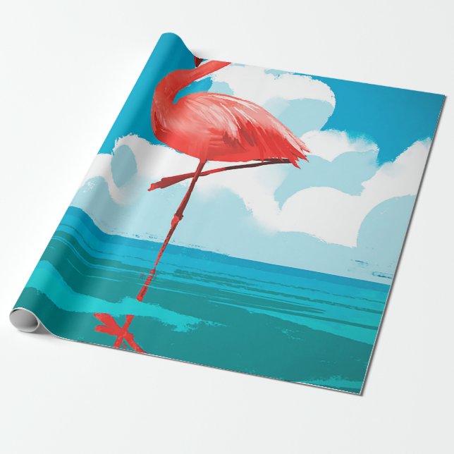 Papier Cadeau Flamant rose (Déroulé)