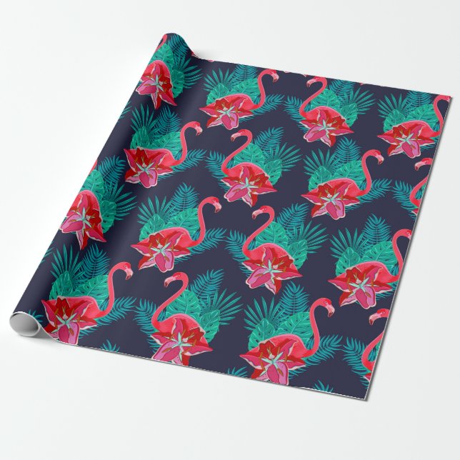 Papier Cadeau Flamant rose (Déroulé)
