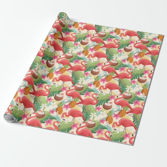 Papier Cadeau Flamant rose (Déroulé)