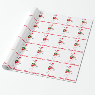 Papier Cadeau Flamant rose avec Noël de casquette et de