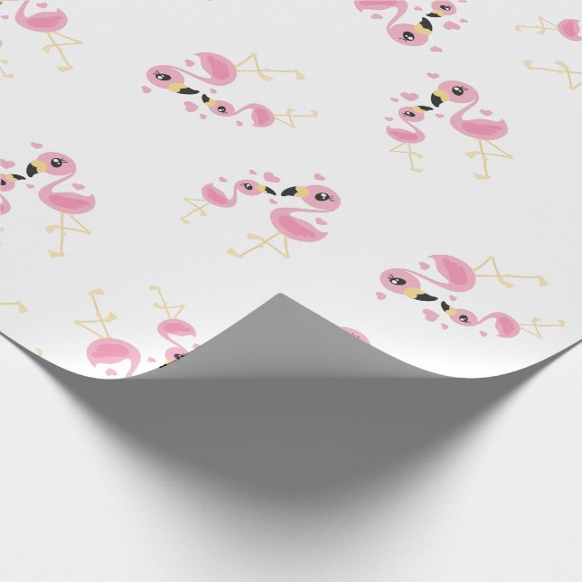 Papier Cadeau Flamant rose Baby shower mignon Tropical (Coin)