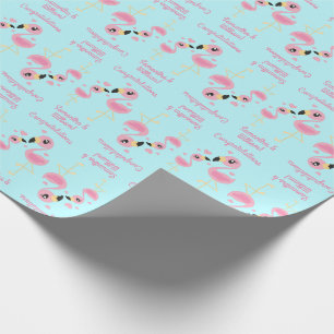 Papier Cadeau Flamant rose Baby shower mignon Tropical