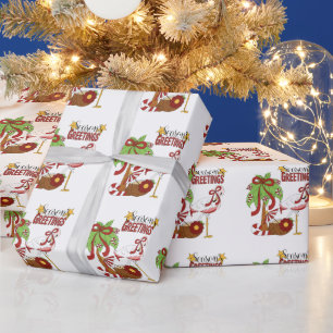 Papier Cadeau Flamant rose de Noël Papier d'emballage de vacance