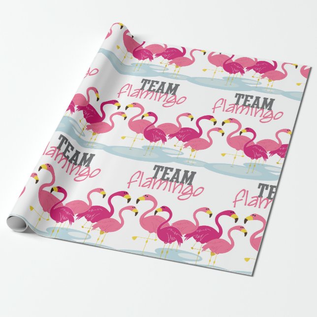Papier Cadeau Flamant rose d'équipe (Déroulé)