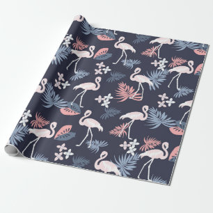 Papier Cadeau Flamant rose, monstère Marine rose roux bleu pouss