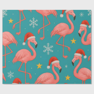 Papier Cadeau Flamant rose Noel : Voeux d'hiver