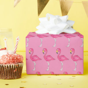 Papier Cadeau Flamant rose rose chaud Tropical Island Cartoon Bi