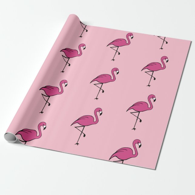 Papier cadeau Flamant rose rose vif (Déroulé)
