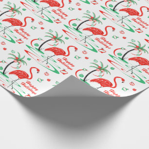 Papier Cadeau Flamant rose rouge de Noël joyeux bonnes fêtes