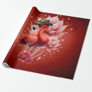 Papier Cadeau Flamant rose Steampunk - Imaginaire Digital Artwor