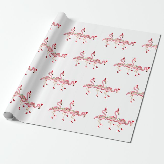 Papier Cadeau Flamants de Noël enveloppant du papier (Déroulé)