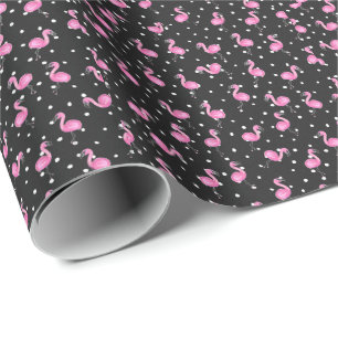 Papier Cadeau flamants roses à pois