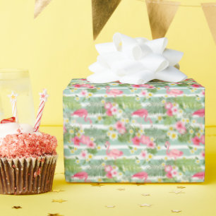 Papier Cadeau Flamants roses Et Rayures