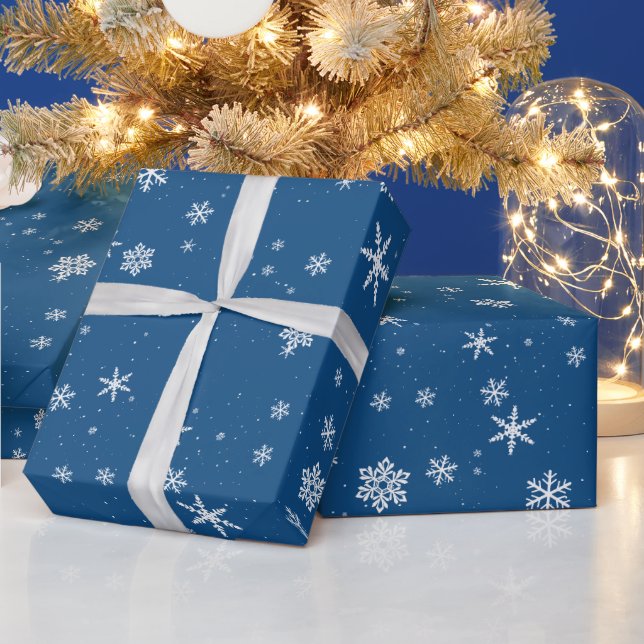 Papier Cadeau Flambeau de neige Bleu Neige hiver Noël (Vacances)
