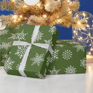 Papier Cadeau Flamme de neige d'hiver moderne Noël Vert vacances