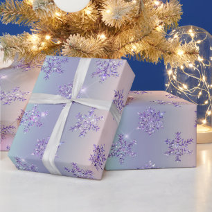 Papier Cadeau Flamme de neige rose violet de Noël