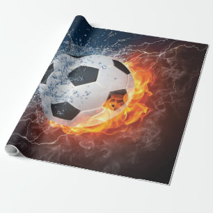 Papier Cadeau Flamme Football/Balle de Football Jeu d'oreiller
