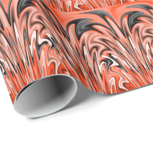 Papier Cadeau Flamme orange blanc et noir