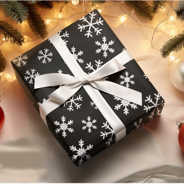 Papier Cadeau Flammes De Neige Blanches Sur Noël Arrière - plan  (Créateur téléchargé)