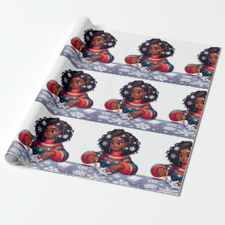 Papier Cadeau Flammes de neige d'hiver - Black People Papier de 