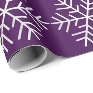 Papier Cadeau Flammes de neige Noël Fête Gris pourpre Joyeux