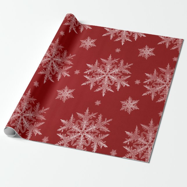 Papier Cadeau Flammes de neige Red Holiday Christmas (Déroulé)