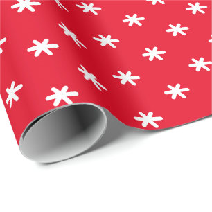 Papier Cadeau Flammes de neige rouge simple cadeau vacances hive