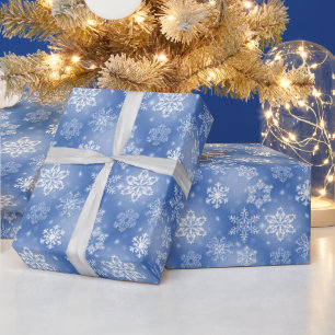 Papier Cadeau Flammes De Neige Sur Le Bleu D'Hiver
