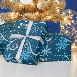 Papier Cadeau Flammes de neige tourbillonnantes et étincelles No