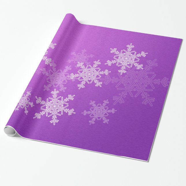 Papier Cadeau Flammes de neige violettes blanches Noël minimalis (Déroulé)