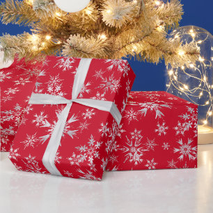 Papier Cadeau Flammes de Noël Red Silver