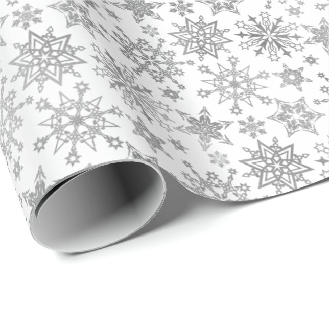 Papier Cadeau Flammes de Noël Silver (Coin rond)